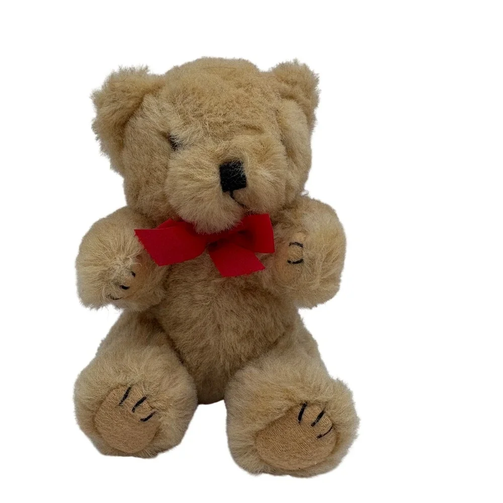 Vintage‎ Mohair Teddy Bear Jointed Wood Wool Stuffed Mid Century 12